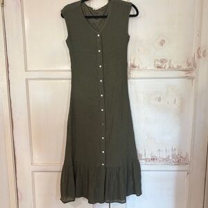 Chic Sleeveless Green Maxi Dress